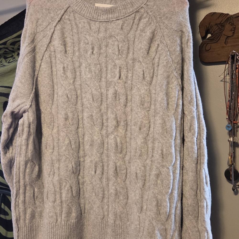Aerie Gray Cable Knit Sweater